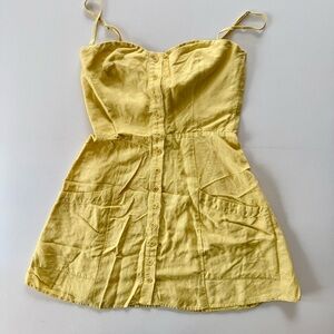 Reformation woman’s Yellow Linen Button Front Summer short Dress - Size 2